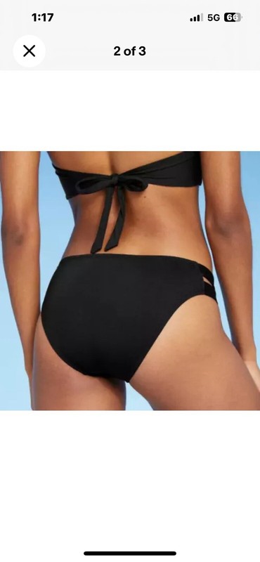 NEW Kona Sol Double Tab Medium Coverage Hipster Bikini Bottom Size Large