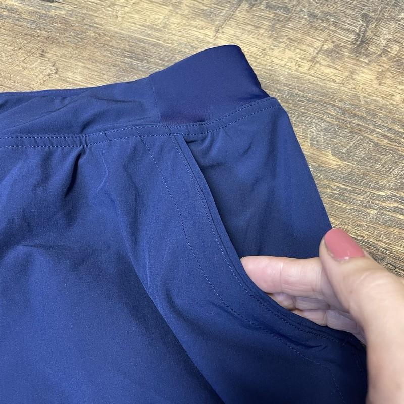 New Lands' End Quick Dry 11" Modest Swim Shorts Navy Blue Built In Brief 16W