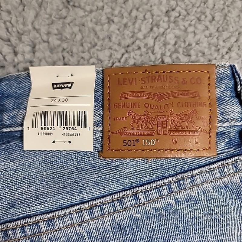 New Levi's 501 Jeans Women's 24x30 150th Anniversary 90s Patchwork Quilt Boho