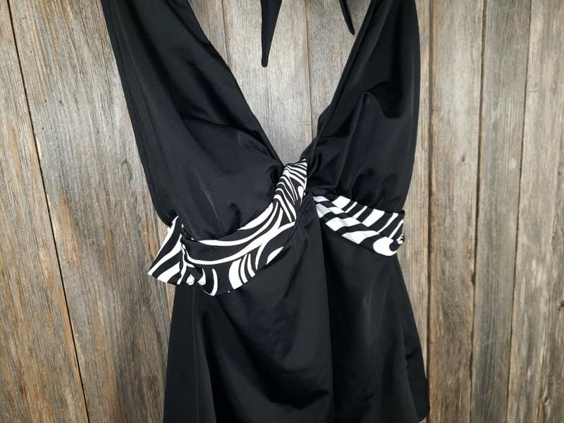 NEW Longitude M Women's Black White Twist Tankini Top Swimsuit