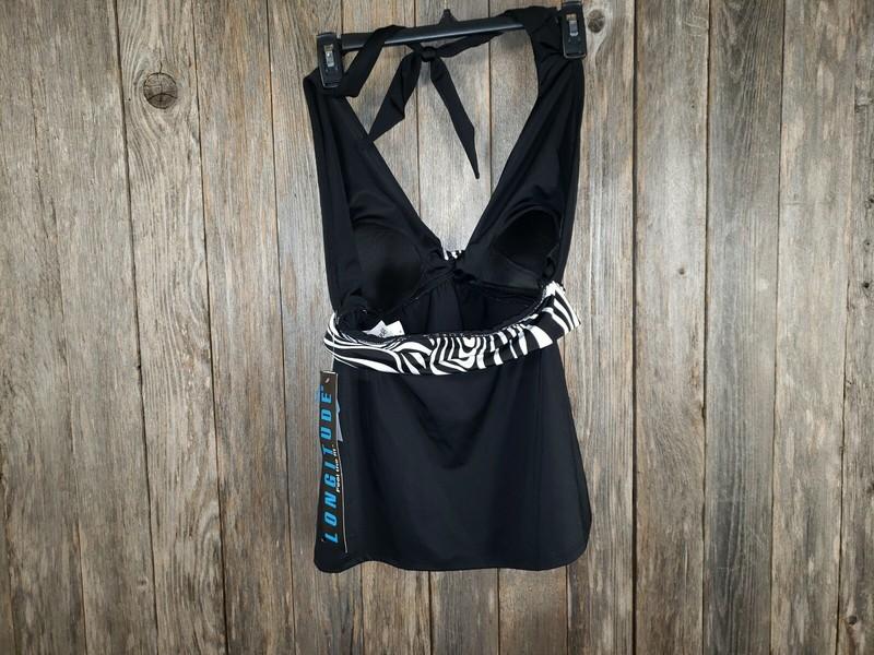 NEW Longitude M Women's Black White Twist Tankini Top Swimsuit
