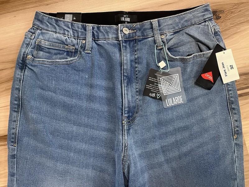 New Lularoe Flare Jeans Women’s 32 Magic Waist High Rise Stretch Denim Med Wash