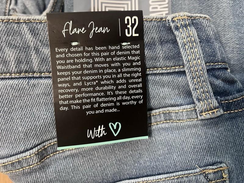 New Lularoe Flare Jeans Women’s 32 Magic Waist High Rise Stretch Denim Med Wash