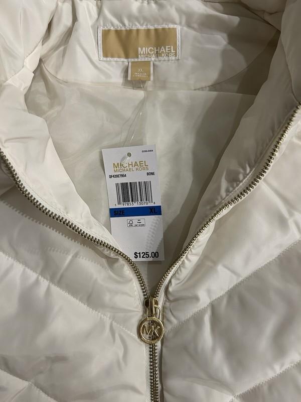 NEW Michael Kors XLarge Ivory White Puffer Quilted Vest Jacket Womens MSRP $125