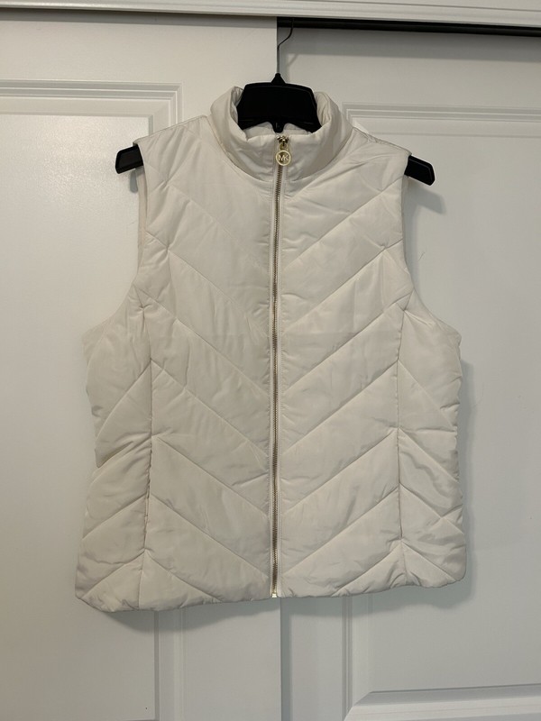 NEW Michael Kors XLarge Ivory White Puffer Quilted Vest Jacket Womens MSRP $125