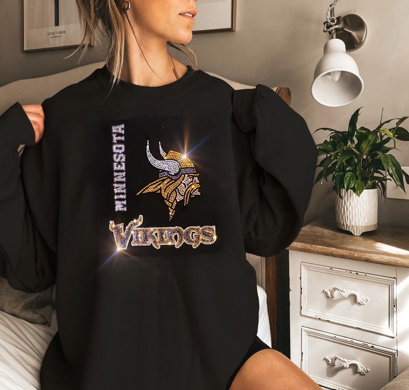 New Minnesota Viking Bling Hoodie Or Crewneck Sweatshirt UNISEX SM-5X