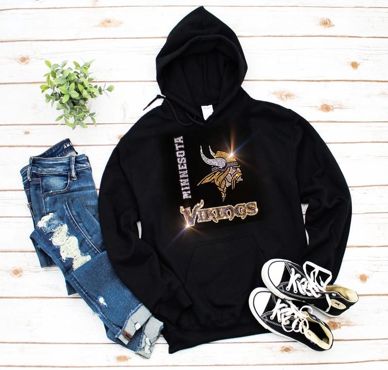 New Minnesota Viking Bling Hoodie or Crewneck Sweatshirt UNISEX SM-5X