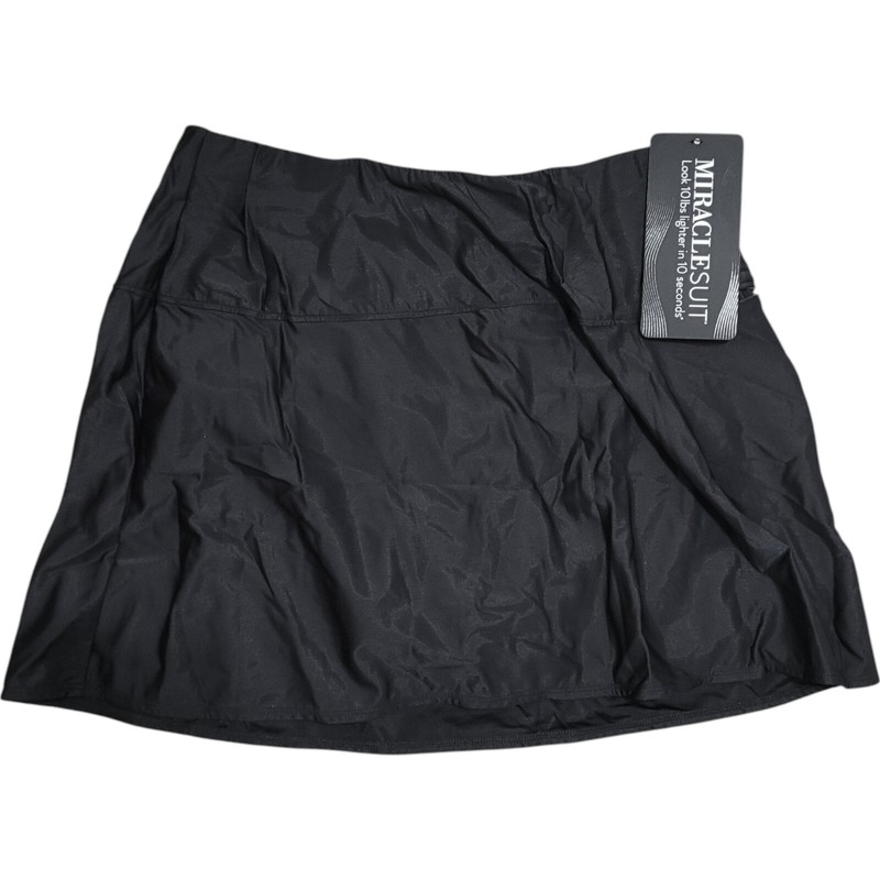 NEW Miraclesuit Size 14 Tummy Control Black Fit & Flare Flair Swim Skirt Pocket