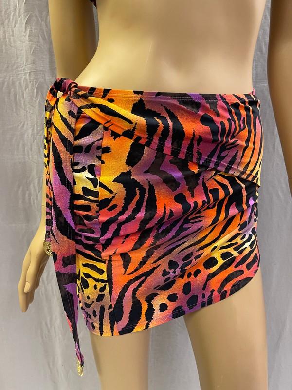 NEW NATORI SWIM $118 KOKO ANIMAL PRINT STRETCH WRAP SARONG COVER-UP XS/S
