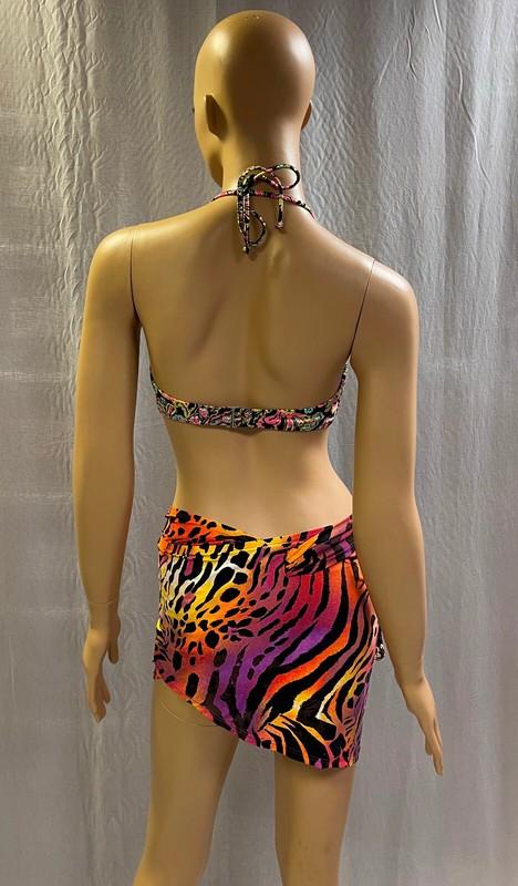 NEW NATORI SWIM $118 KOKO ANIMAL PRINT STRETCH WRAP SARONG COVER-UP XS/S
