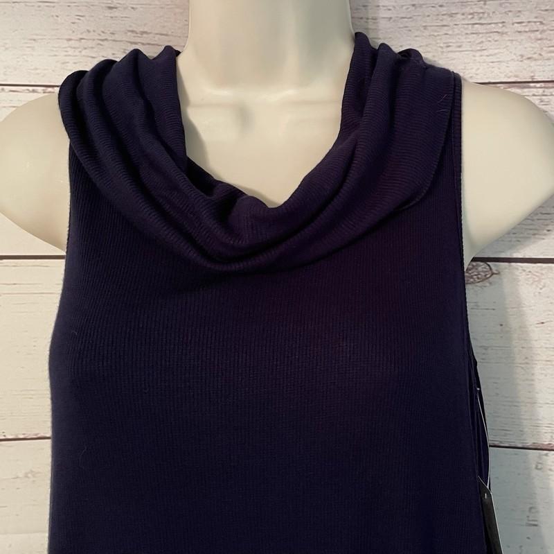 NEW New York & Co Top Sz Large Blue Cowl Neck Sleeveless Swing Tank NY & Co