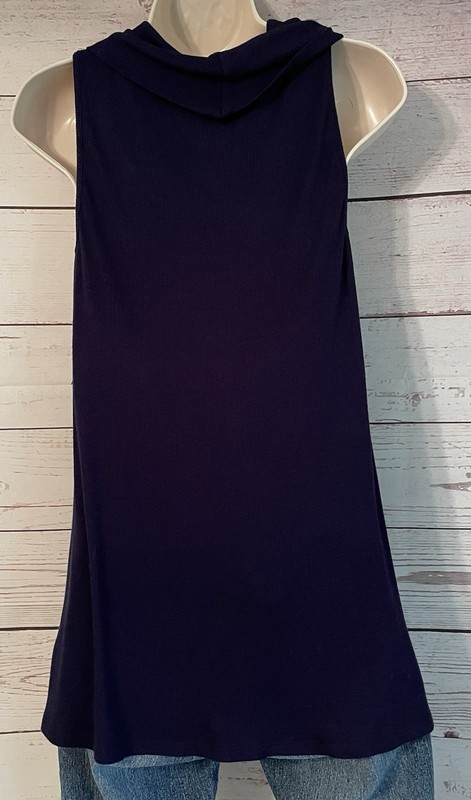 NEW New York & Co Top Sz Large Blue Cowl Neck Sleeveless Swing Tank NY & Co