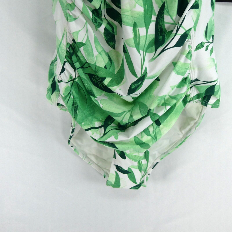 New NIP TUCK Swimsuit Floral Tropical White Green Flowers Size 6 Fits DD/E Cup