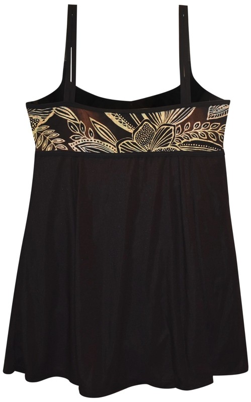 New NWSC Women's Plus Size Scoop Neck Swimdress Swimsuit 18 20 W Brown Floral