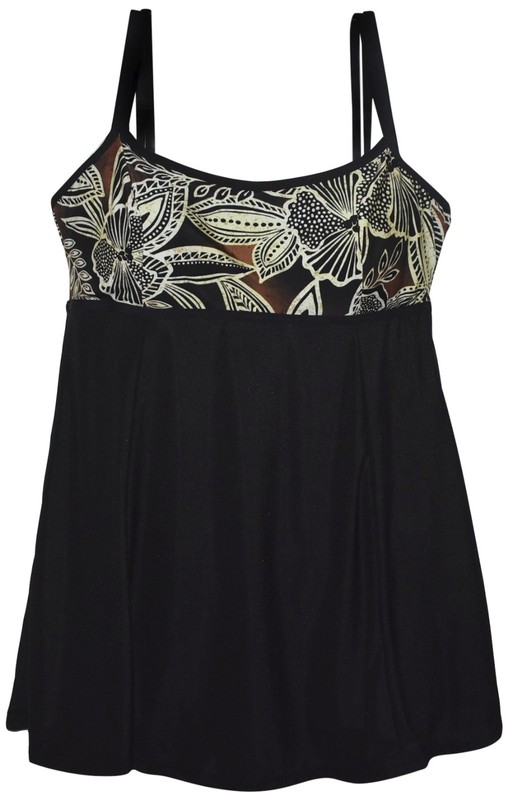 New NWSC Women's Plus Size Scoop Neck Swimdress Swimsuit 18 20 W Brown Floral