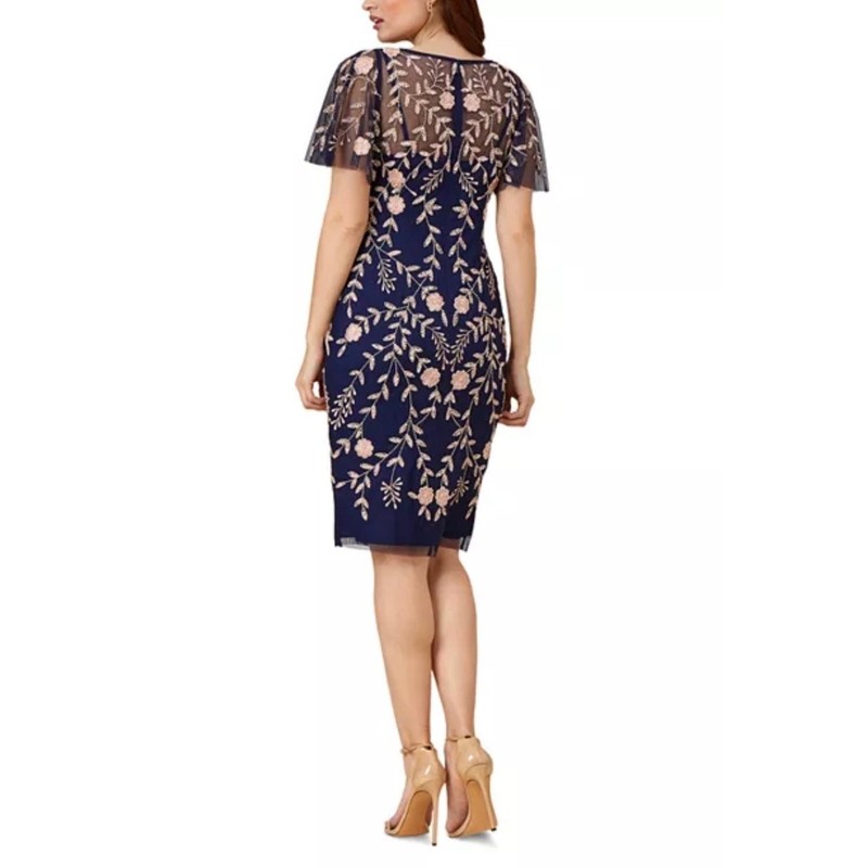 NEW NWT Adrianna Papell Beaded Flutter Sleeve Dress 16W