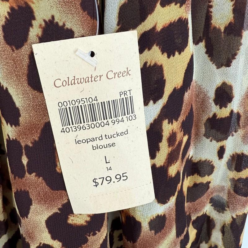 NEW NWT Coldwater Creek Large 14 Leopard Cheetah Blouse Shirt Top Formal Dinner