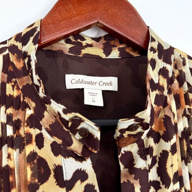NEW NWT Coldwater Creek Large 14 Leopard Cheetah Blouse Shirt Top Formal Dinner