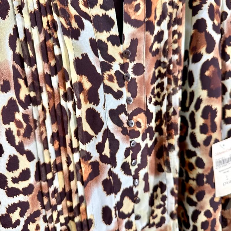 NEW NWT Coldwater Creek Large 14 Leopard Cheetah Blouse Shirt Top Formal Dinner
