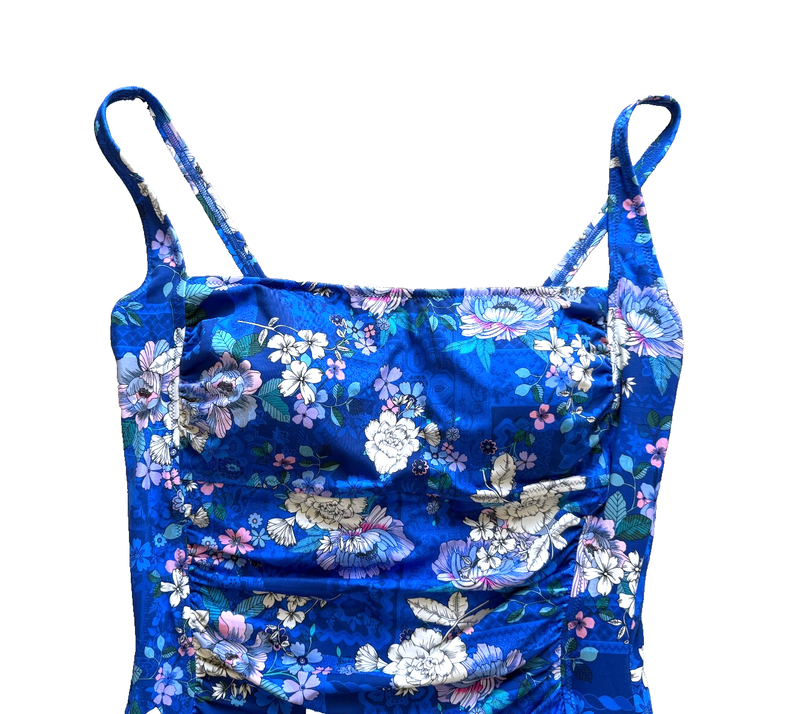 NEW NWT Johnny Was One 1 Pc Swim Suit 2X (bit Smaller) Tank Lined Blue Dove READ