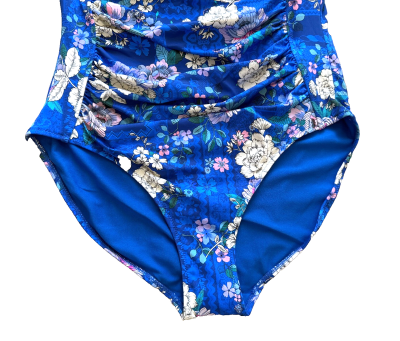 NEW NWT Johnny Was One 1 Pc Swim Suit 2X (bit Smaller) Tank Lined Blue Dove READ