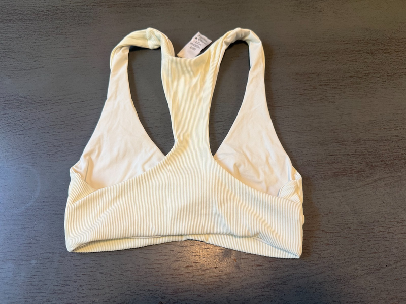NEW Off White Ribbed L SPACE Swimsuit Bikini Top Size Small