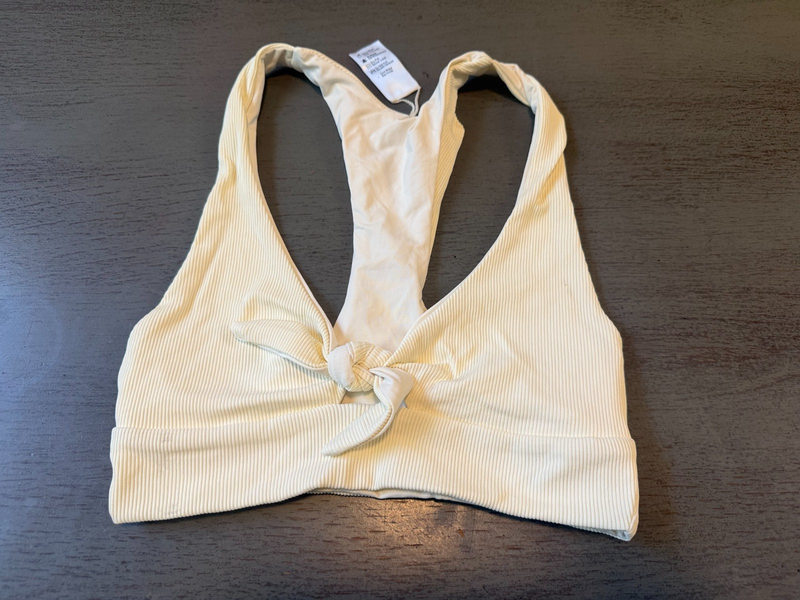 NEW off white ribbed L SPACE swimsuit bikini top size small