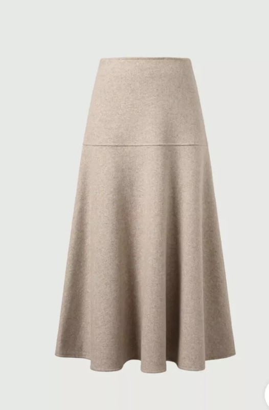 NEW OGL CashSoft Wool-like Flared Maxi Skirt HEATHERED BEIGE SIZE M MEDIUM *X