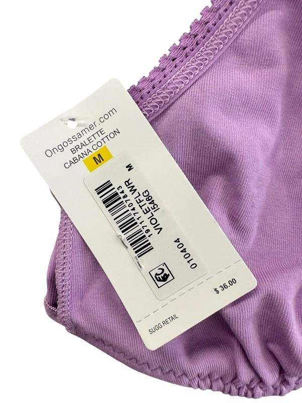NEW On Gossamer Cabana Cotton Blend Stretch Bralette Purple Size Medium M NWT