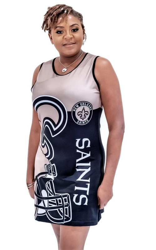 New Orleans Saints Women's Black and Gold Sleeveless Tank Dress