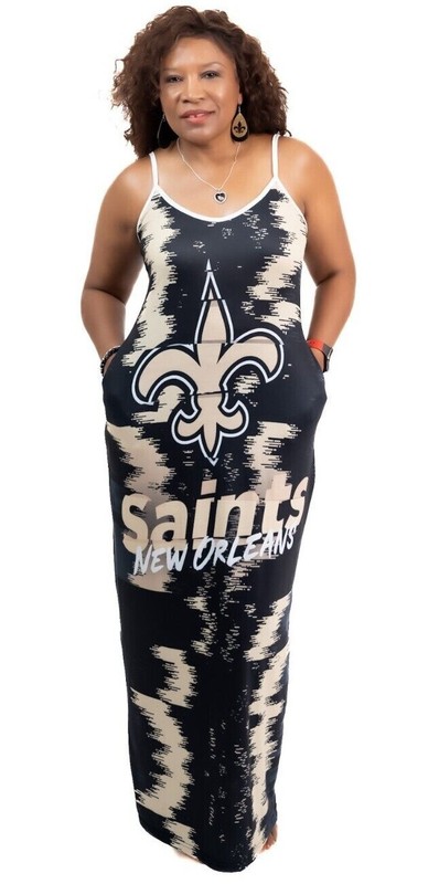 New Orleans Saints Women's Black Fleur De Lis Sleeveless Maxi Dress
