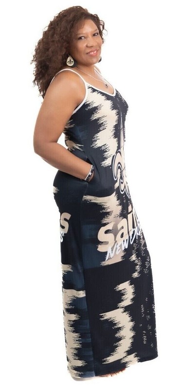 New Orleans Saints Women's Black Fleur De Lis Sleeveless Maxi Dress