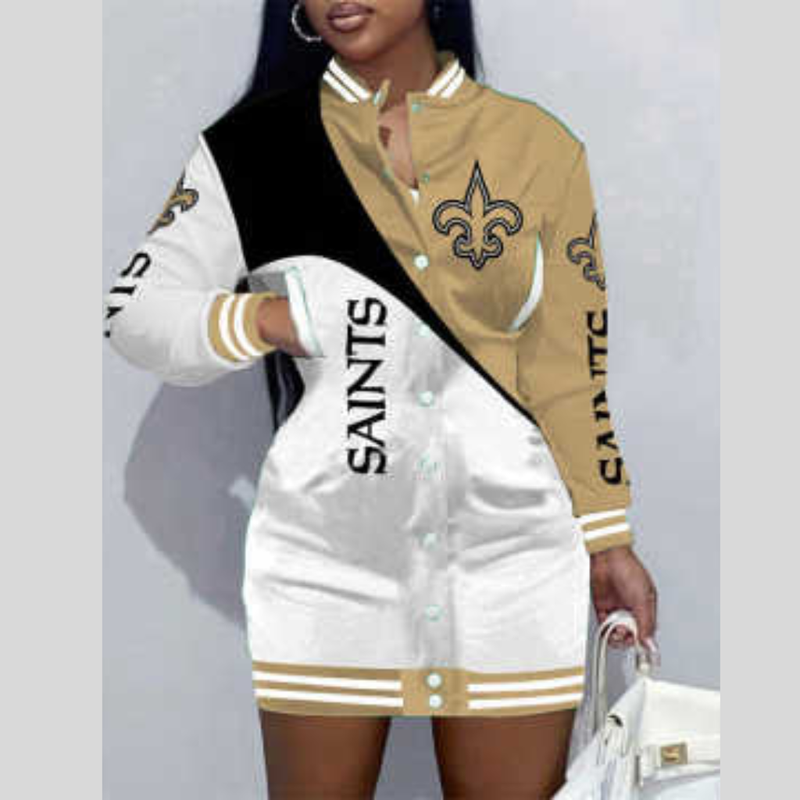 New Orleans Saints Women's Varsity Snap Up Jacket Dress
