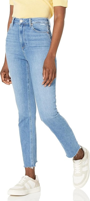 NEW PAIGE JEANS CINDY SUPER HIGH RISE STRAIGHT ANKLE In AUSTYN FRAY SIZE 33 *Z