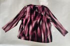 NEW Plus Size 2X Calvin Klein Abstract Scoop Neck SilverPin Sheer Sleeve Blouse