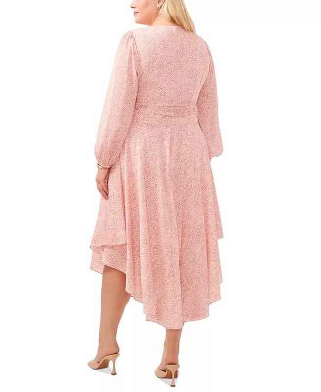 NEW Plus Size 3X Vince Camuto Tiered Tie-Waist Midi Dress Pink Orchid Daisy $139
