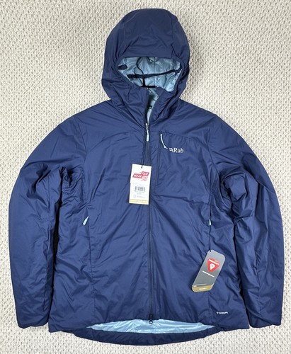 NEW Rab Xenair Alpine Jacket Womens XL Deep Ink Blue Lightweight Hooded Full Zip