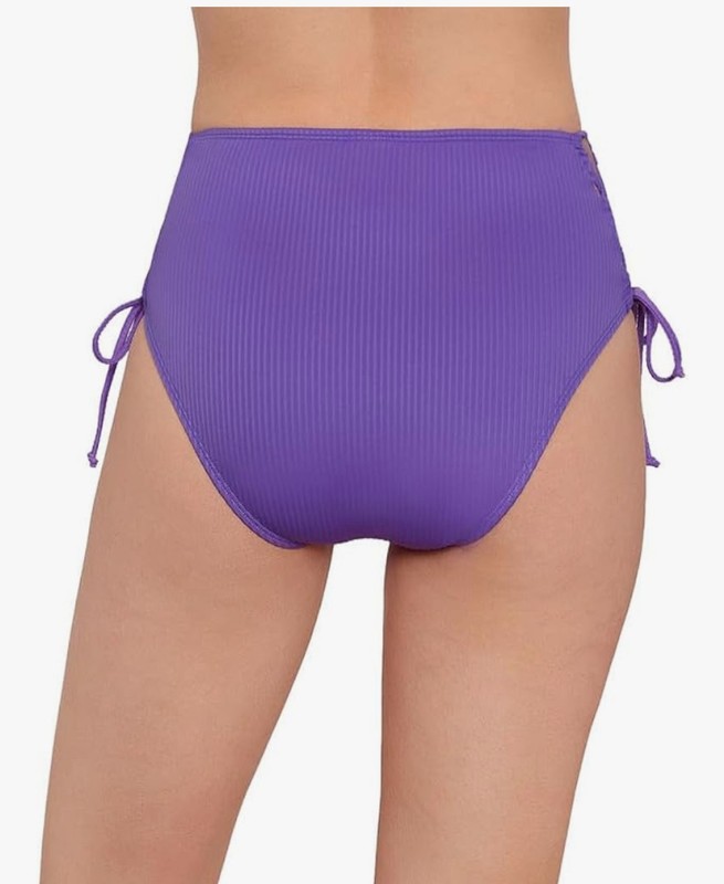 New Salt + Cove Juniors Raised Rib Lace Side Bikini Bottoms Purple Sz M 1054H3