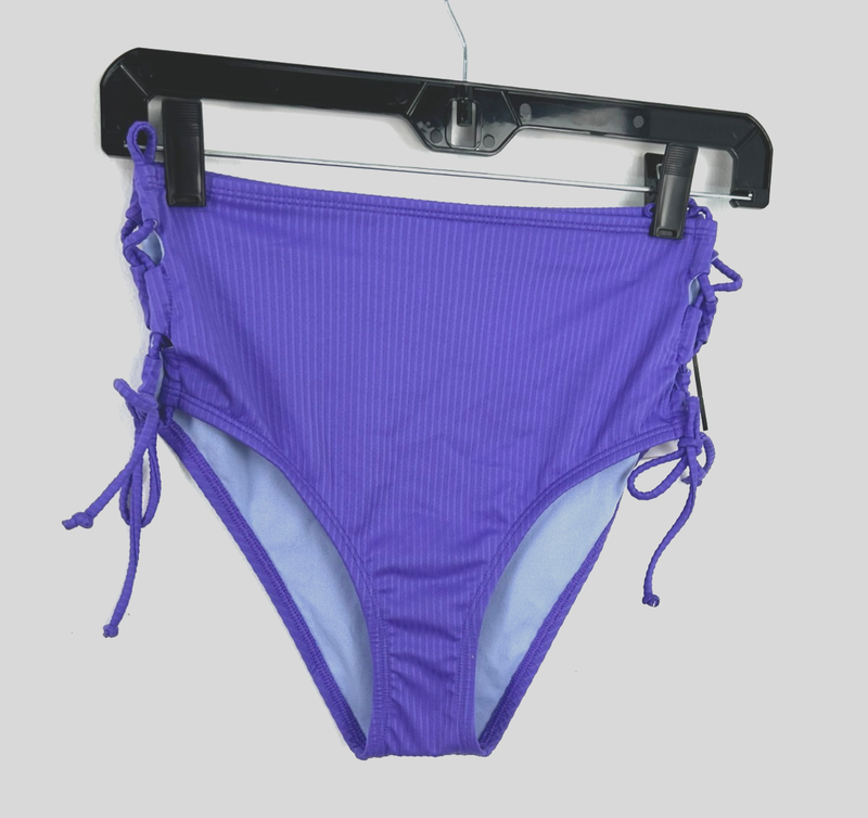 New Salt + Cove Juniors Raised Rib Lace Side Bikini Bottoms Purple Sz M 1054H3