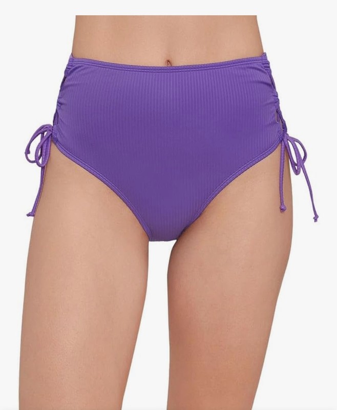 New Salt + Cove Juniors Raised Rib Lace Side Bikini Bottoms Purple Sz M 1054H3