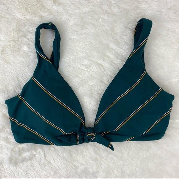 NEW Seafolly Resort 12 Tie Front Resort Crop Striped Bikini Top