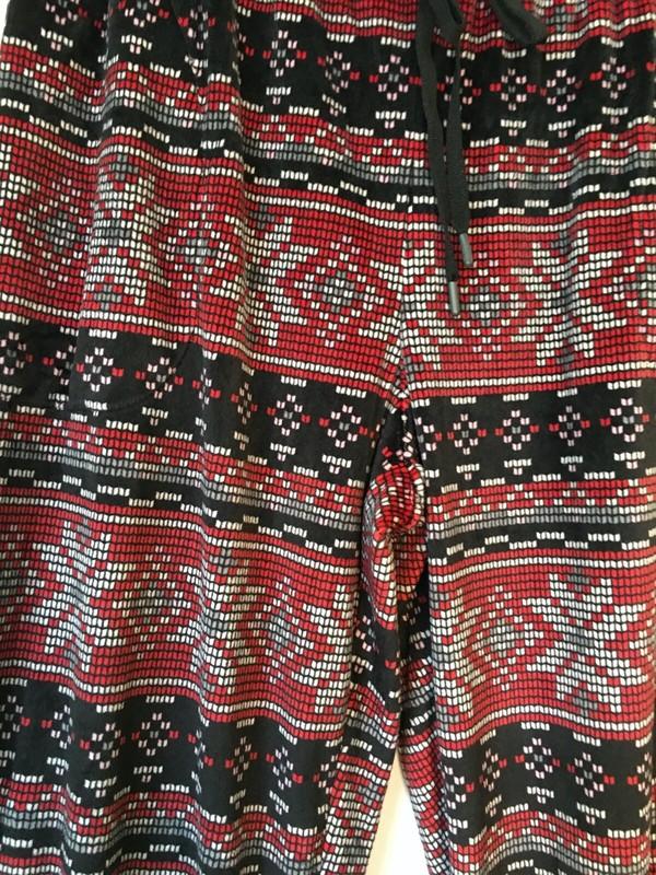 New Secret Treasures Womens Velour Pajama Jogger Pants Black Fair Isle Pockets
