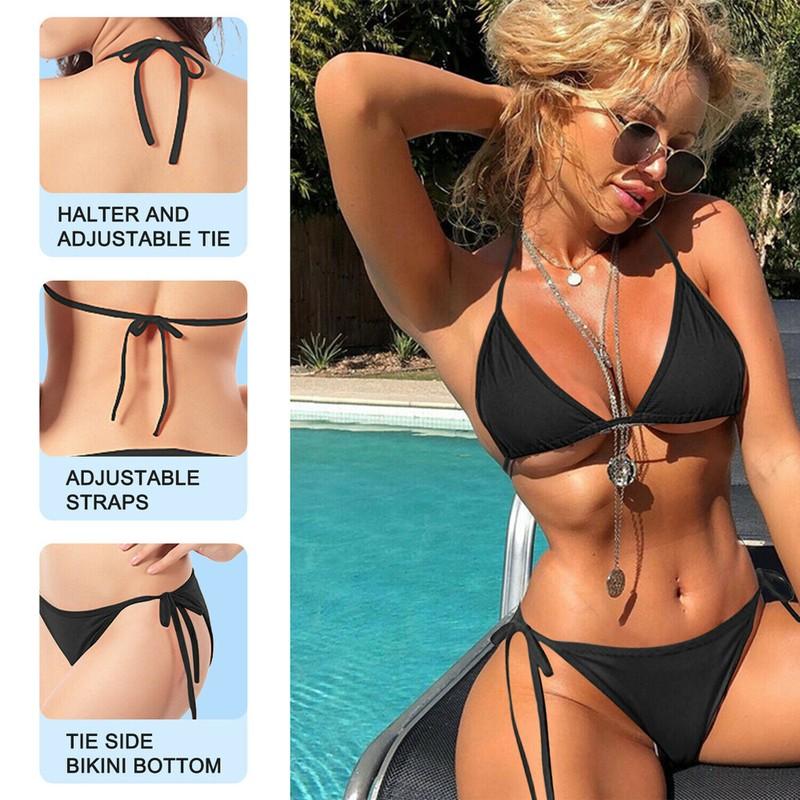 New Sexy Mini Bikini Shiny Women Brazilian G-String Set Thong Swimwear Swimsuits