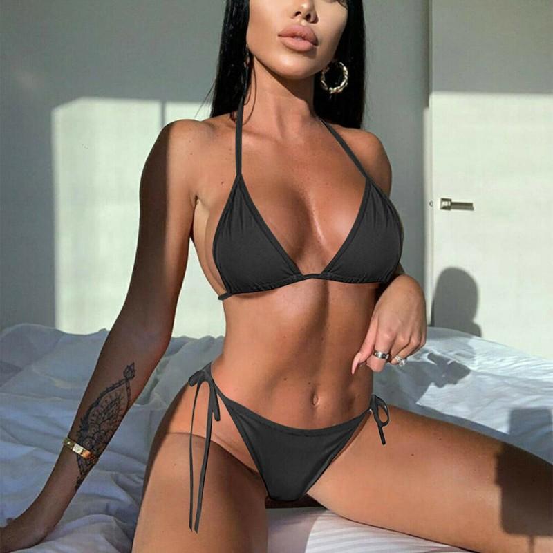 New Sexy Mini Bikini Shiny Women Brazilian G-String Set Thong Swimwear Swimsuits