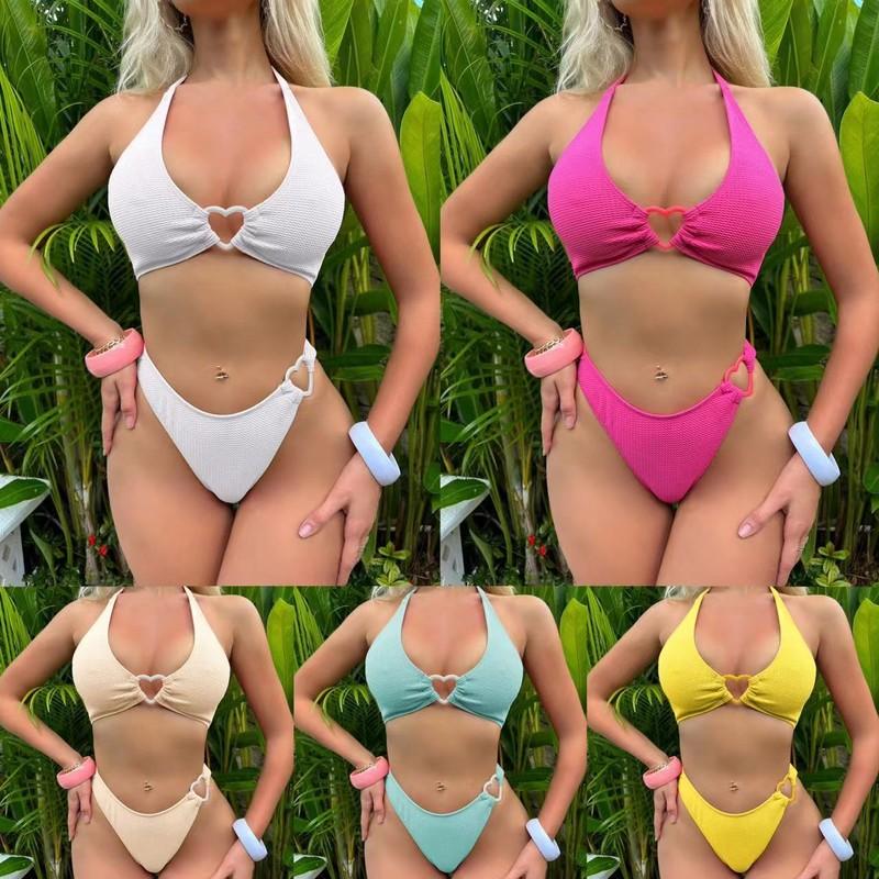 New Sexy Women Bikini Set Swimwear Push Up solid lace up Thong Beachwear Swimsui