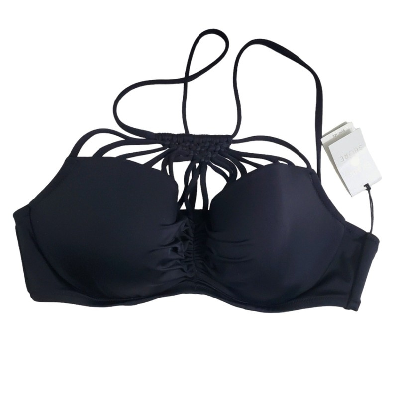 NEW Shade & Shore Size 38B Lightly Lined Strappy Woven Halter Bikini Top Only