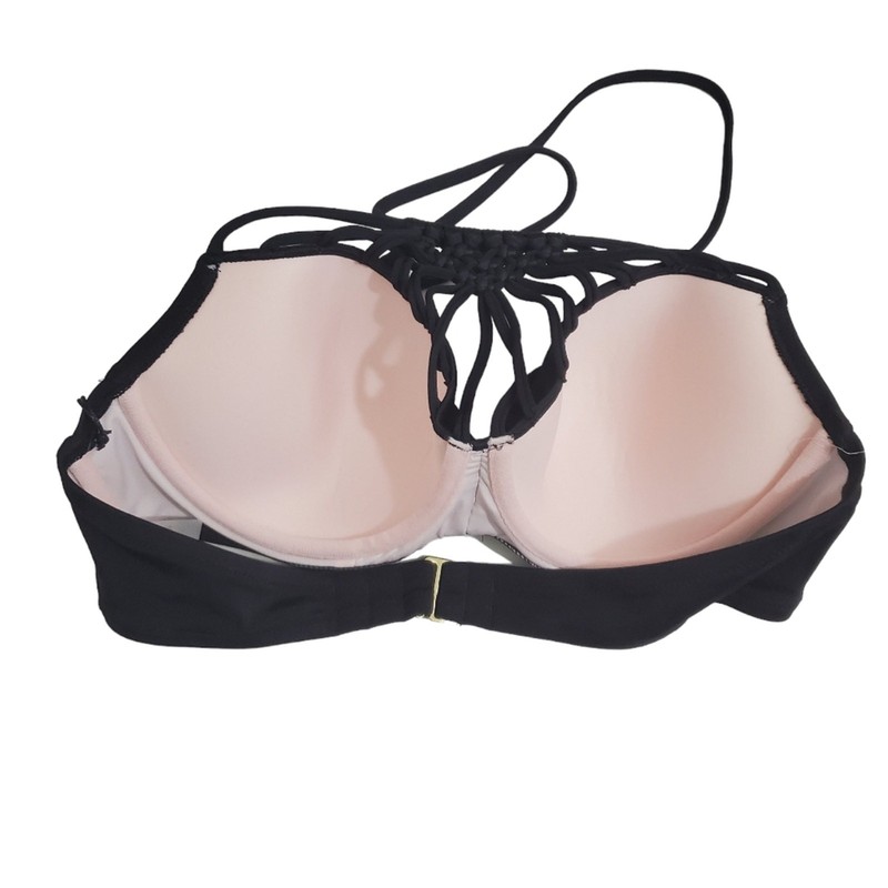 NEW Shade & Shore Size 38B Lightly Lined Strappy Woven Halter Bikini Top Only