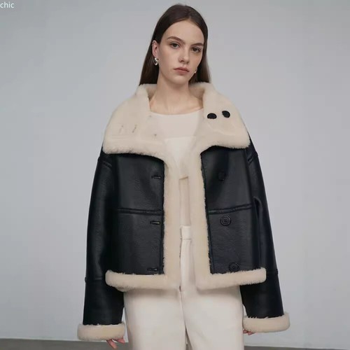 New Sheep Shearing Genuine Fur Coat Womens 2024 Winter Suede Leather Fur Jacket