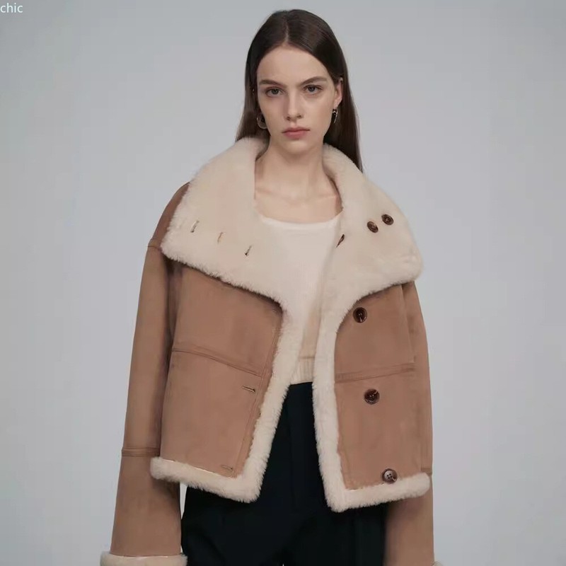 New Sheep Shearing Genuine Fur Coat Womens 2024 Winter Suede Leather Fur Jacket
