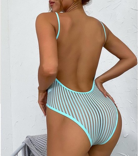 New Sheer When Wet Swimsuit Women's Sheer Mesh Mesh See Through One Piece